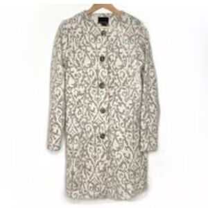 Cynthia Rowley White and Gray Pea Coat with Serpentine Pattern